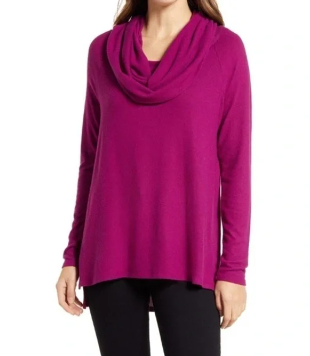 Gibsonlook NWT funnel neck turtleneck off shoulder Tunic Deep violet Size large